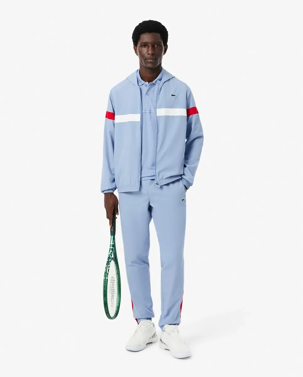 Lacoste Мужская спортивная футболка поло с принтом Ultra-Dry синего цвета с короткими рукавами — фото 4