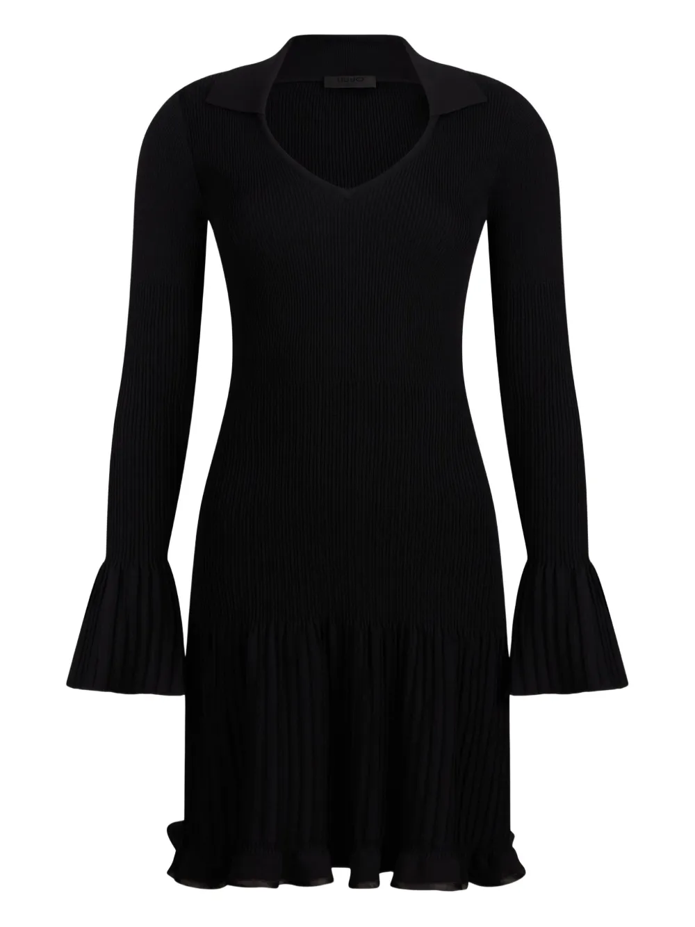 

Мини-платье с манжетами-колокольчиками в рубчик LIU JO, черный
