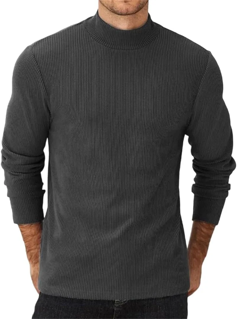 

Мужской вязаный пуловер с высоким воротником и длинными рукавами