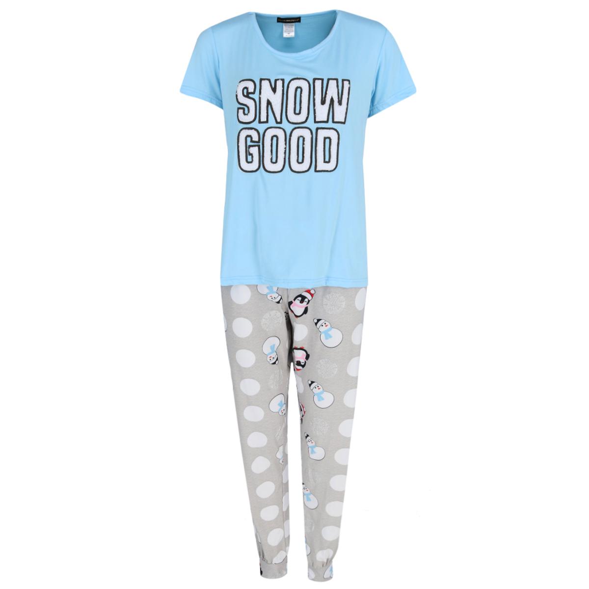 

Женский комплект для отдыха с коротким рукавом Snow Good размера Plus Not a Morning Person, синий