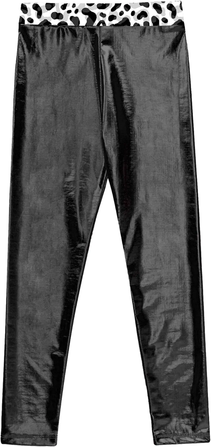 Детские леггинсы для танцев блестящие Hansber, Black — фото 4