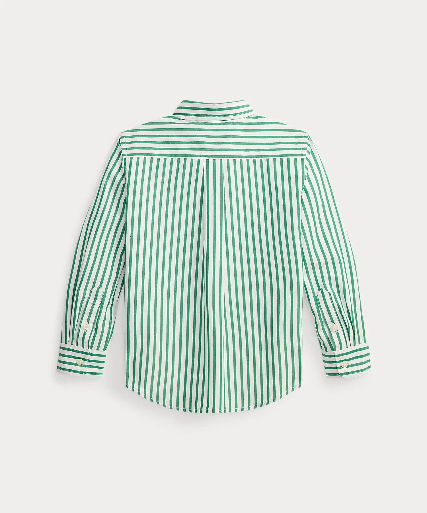 Детская хлопковая рубашка в полоску POLO RALPH LAUREN CHILDRENSWEAR зеленого цвета — фото 2