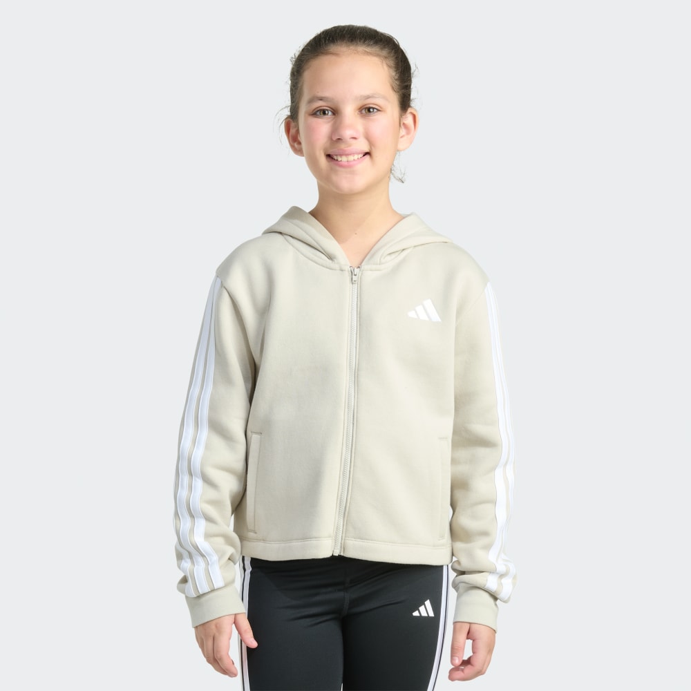 

Флисовая куртка Adidas Long Sleeve Full-Zip 3-Stripe Fleece Jacket, цвет Alumina