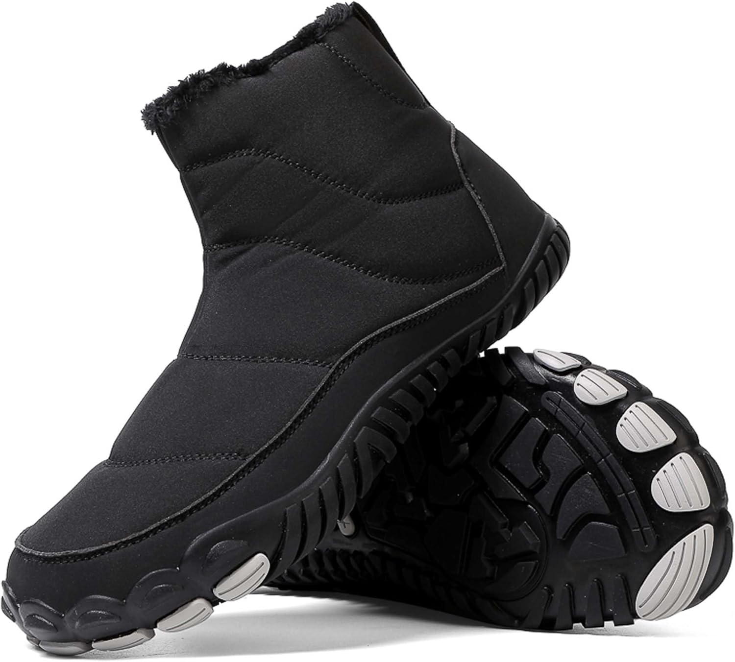 

Сапоги для мужчин и женщин с меховой подкладкой, зимние сапоги, теплые и удобные хлопковые ботинки, водонепроницаемые ботинки на ходу - с широким мысом Generic, черный