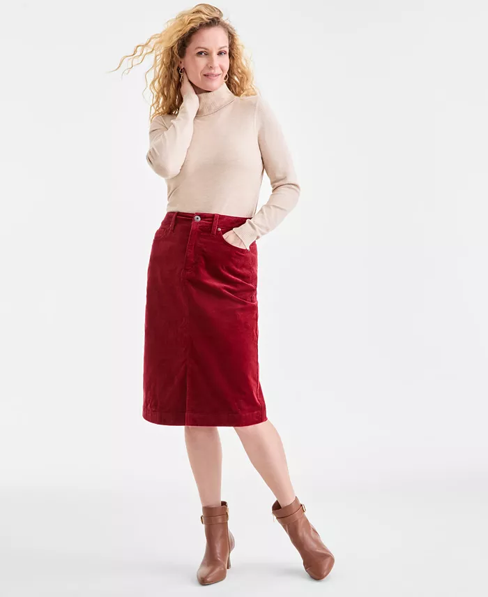 

Женская вельветовая миди-юбка Style & Co, красный