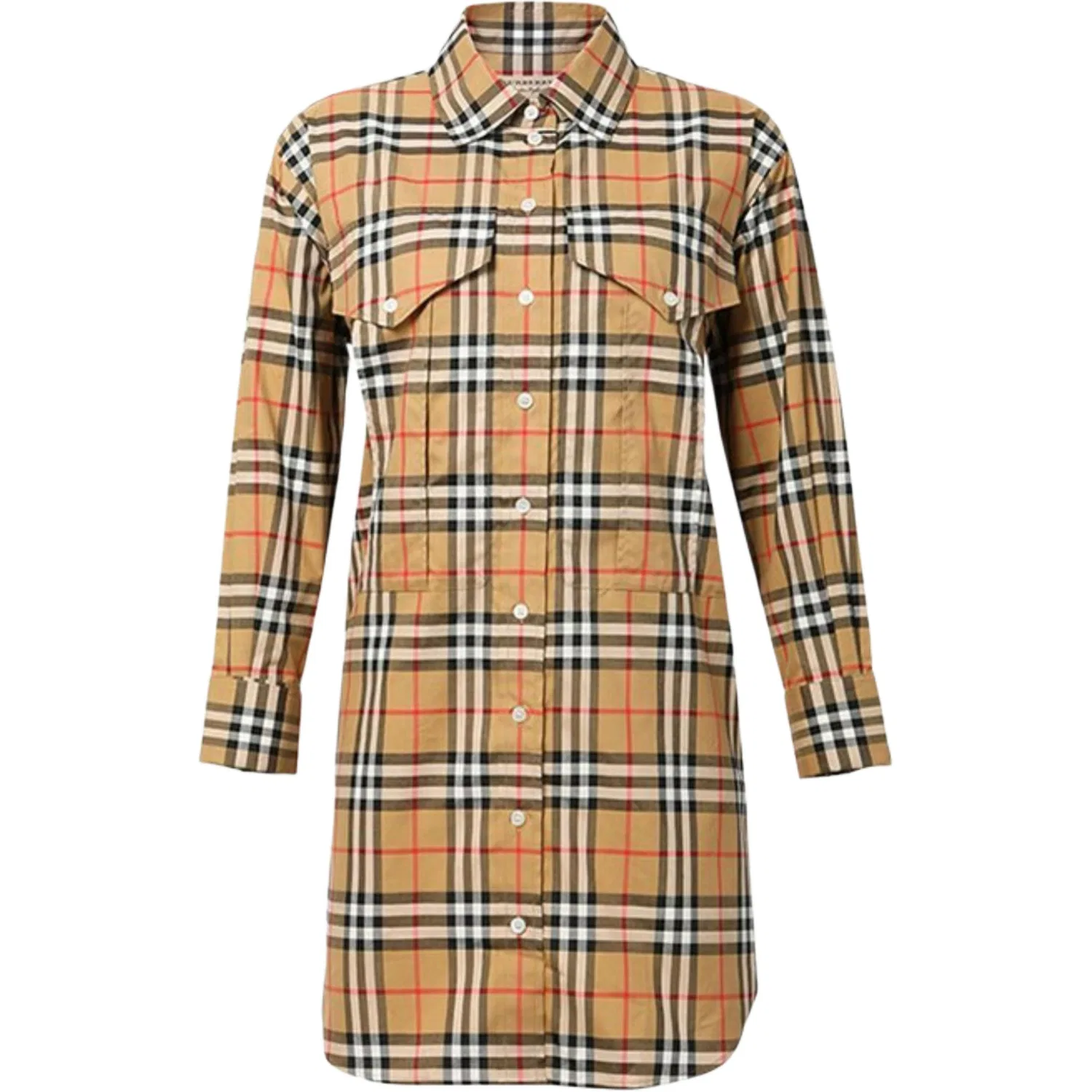Рубашка женская Burberry Khaki с отложным воротником, хлопковая, цвет хаки