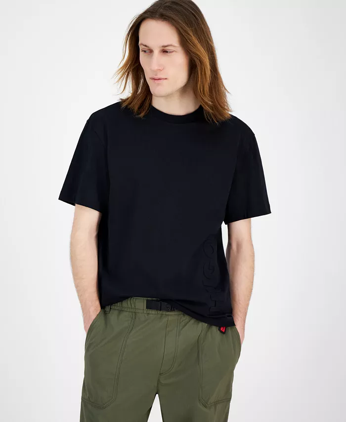 

Мужская футболка Dimuni Relaxed Fit с коротким рукавом и круглым вырезом, с рельефным логотипом Hugo Boss, черный