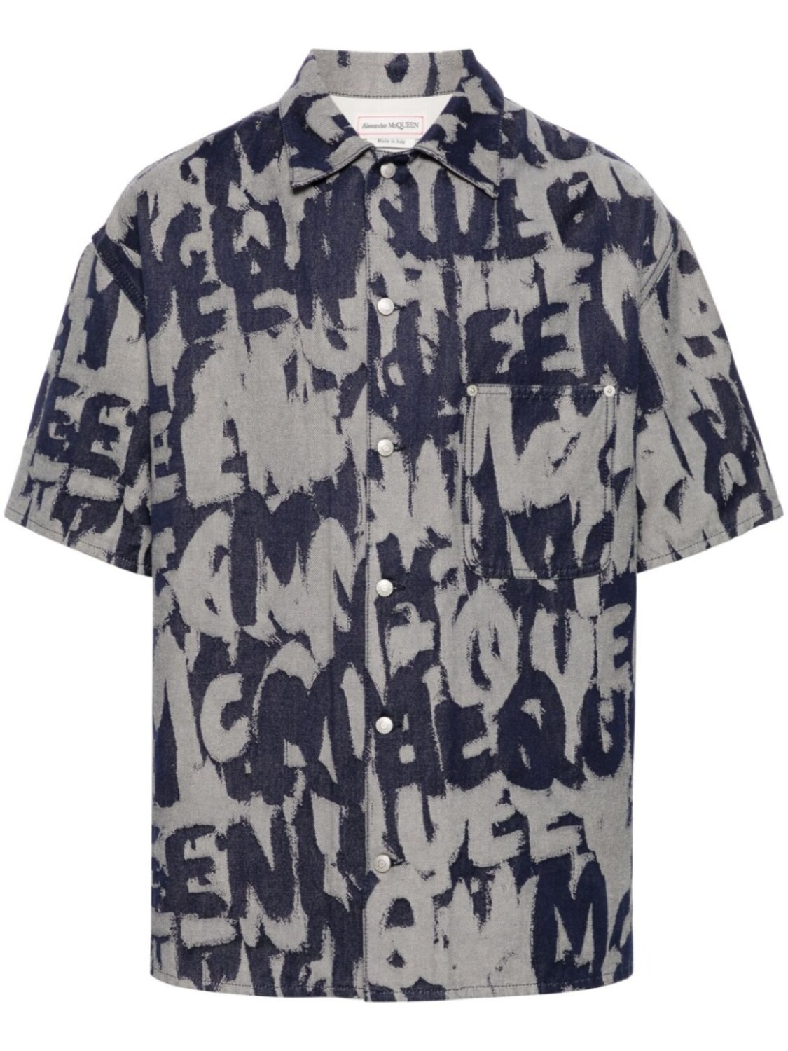 

Alexander McQueen джинсовая рубашка с граффити McQueen, синий