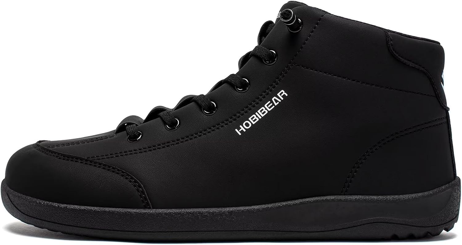 Кожаные Ботинки HOBIBEAR Barefoot, Нулевая Пятка, Широкая Подошва, Минималистичные, Унисекс, Средние Ботинки для Ходьбы, черный — фото 3
