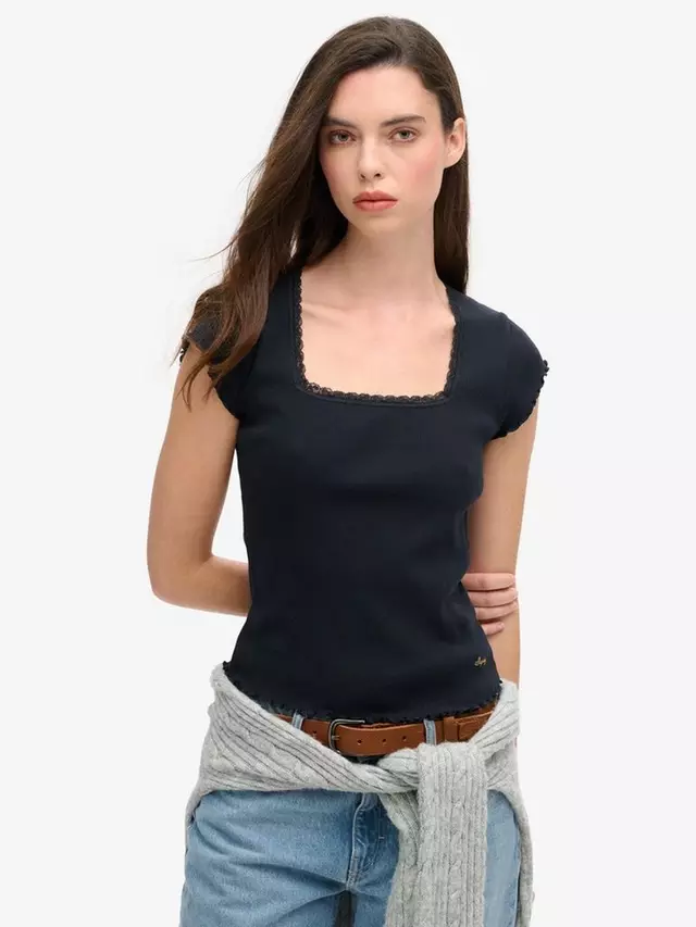 

Футболка Superdry Essential Organic Cotton Square Neck, цвет eclipse/navy