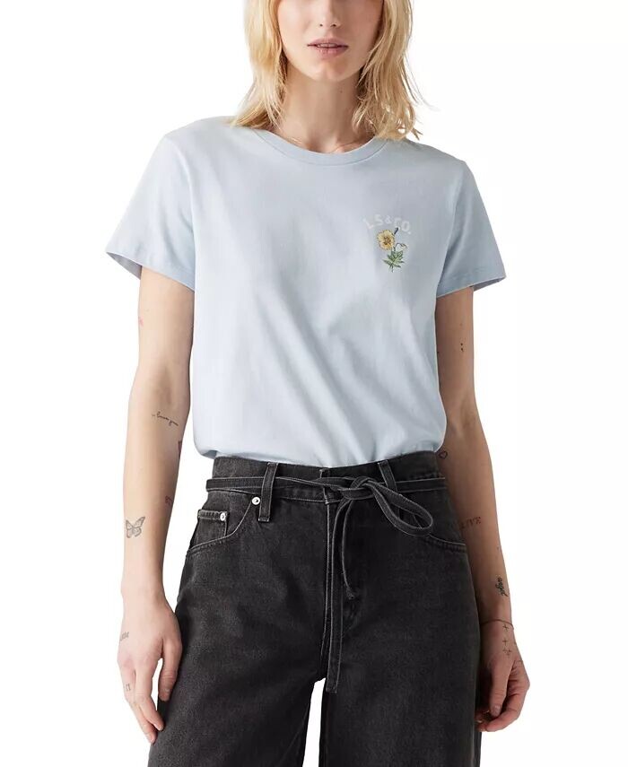 

Женская хлопковая футболка с графическим логотипом Perfect Levi's, синий