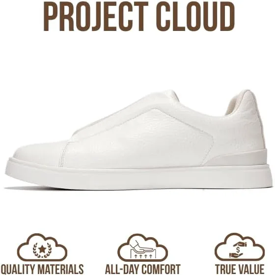 Мужские кроссовки Project Cloud с стелькой из настоящей кожи и памяти формы - легкие и противоскользящие кроссовки для мужчин, повседневные кроссовки без шнурков (Hudson), белый — фото 4