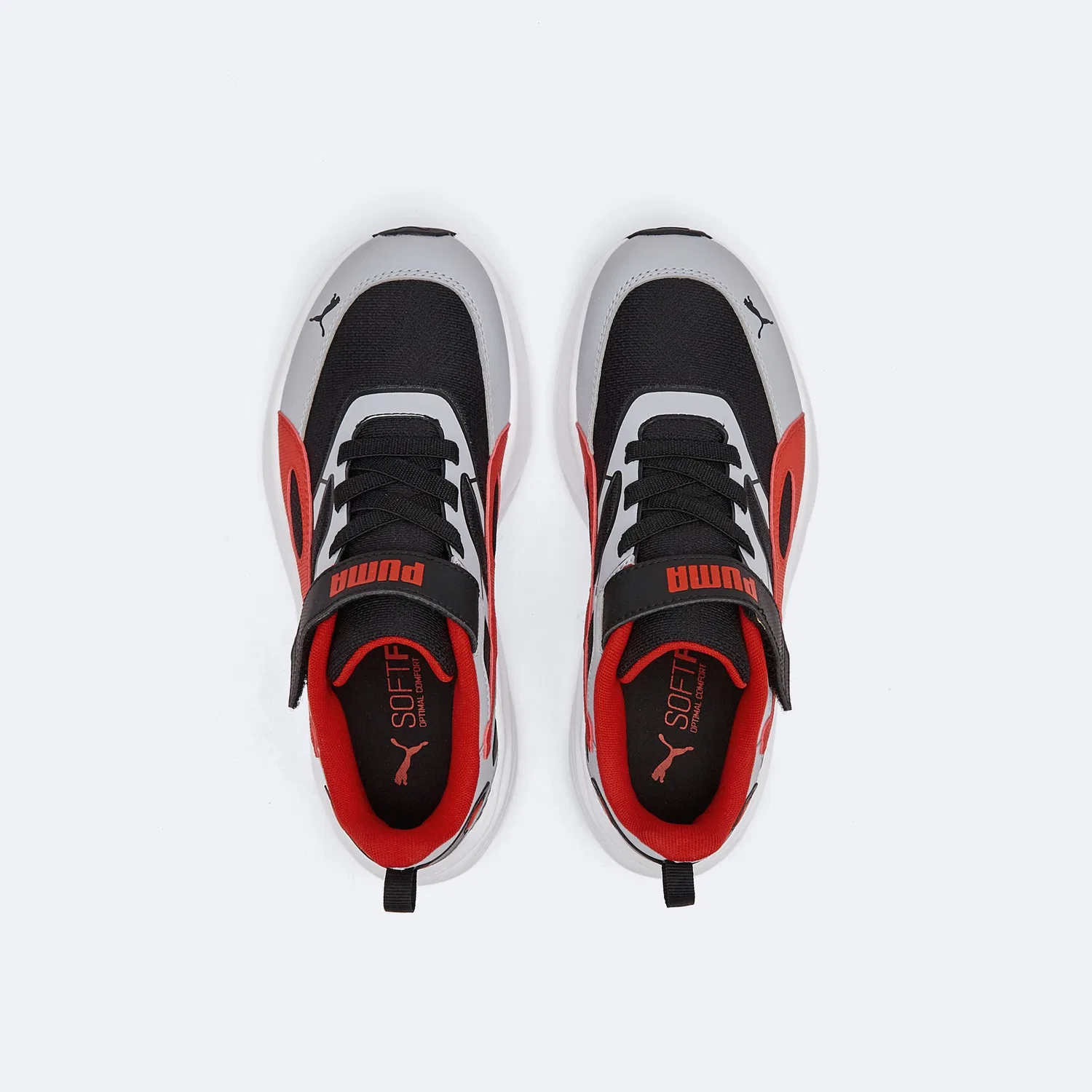 Детские кроссовки для бега PUMA Pounce Lite CM AC+ Light Gray-Red-Black — фото 4