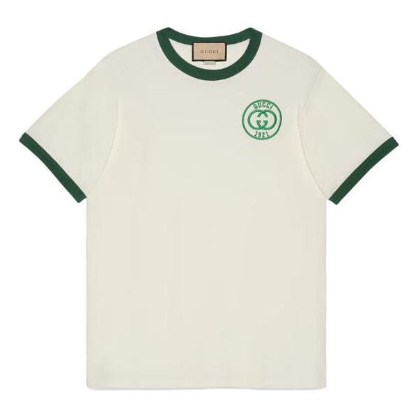 

Футболка cotton jersey t-shirt with embroidery 'off white' Gucci, белый