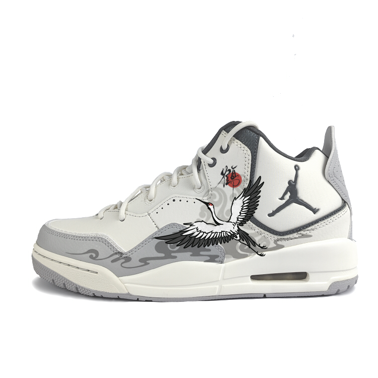 

Jordan Кроссовки баскетбольные Courtside 23 Shock Absorbers Slip Resistant Mid top Vintage мужские белые серые