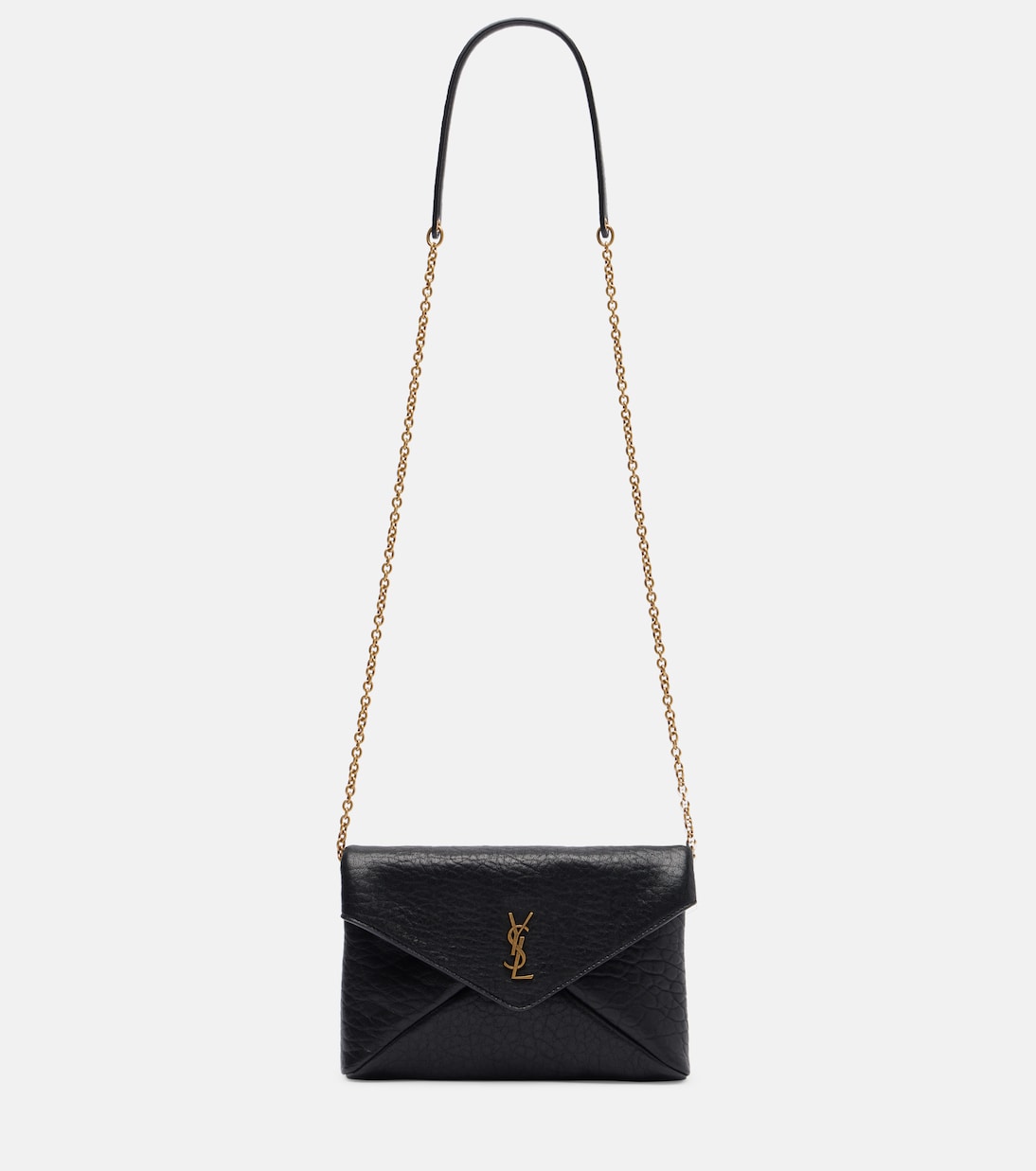 

Кожаное плечевое сумка Cassandre Saint Laurent, черный