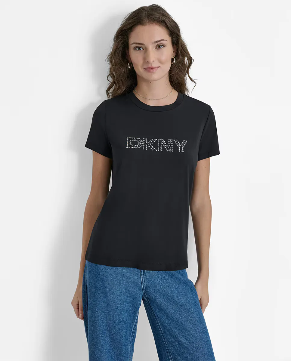 

Женская футболка с круглым вырезом и короткими рукавами DKNY, черный