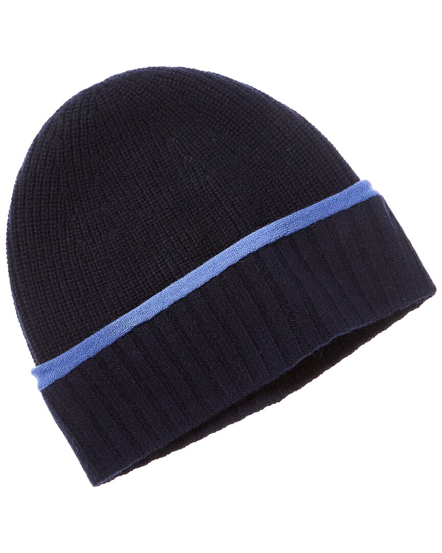 

Amicale Cashmere Tipped Cuff ребристая кашемировая шапка-бини, синий