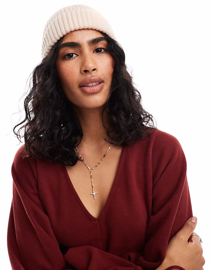 

Рыбацкая шапка-бини кремового цвета Asos Design