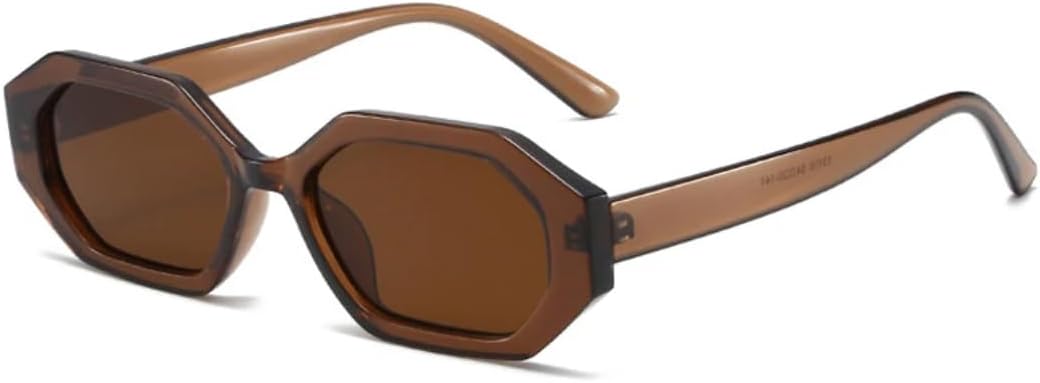 

Модные солнцезащитные очки с маленьким многоугольным оправой для женщин, с градиентными линзами, защитой от УФ-излучения UV400, в стиле ретро, ​​для мужчин, с линзами цвета чая UUPTTPL, Brown Tea