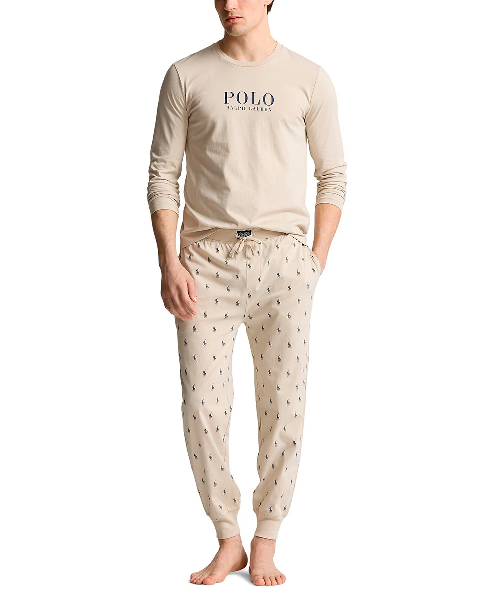 

Мужские пижамные брюки из хлопка с принтом Polo Ralph Lauren, серый