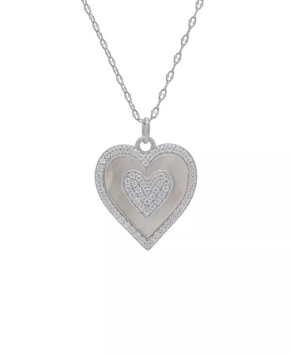 

Подвеска в форме сердца из перламутра и кубического циркония Macy'S, silver