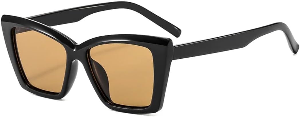 

Ретро-солнцезащитные очки «кошачий глаз» в крупной оправе для женщин, роскошные модные очки для мужчин, для вождения на открытом воздухе, защита от УФ-излучения UV400 TVTBBVV, Black Tea