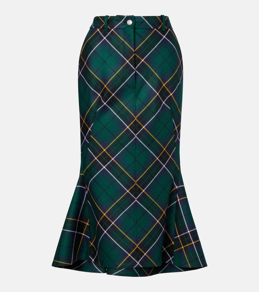 

Шерстяная юбка миди в клетку McQueen, Navy-Green-Yellow