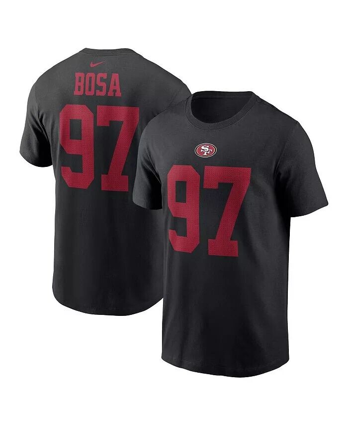 

Мужская черная футболка Nick Bosa San Francisco 49ers с именем и номером игрока Nike