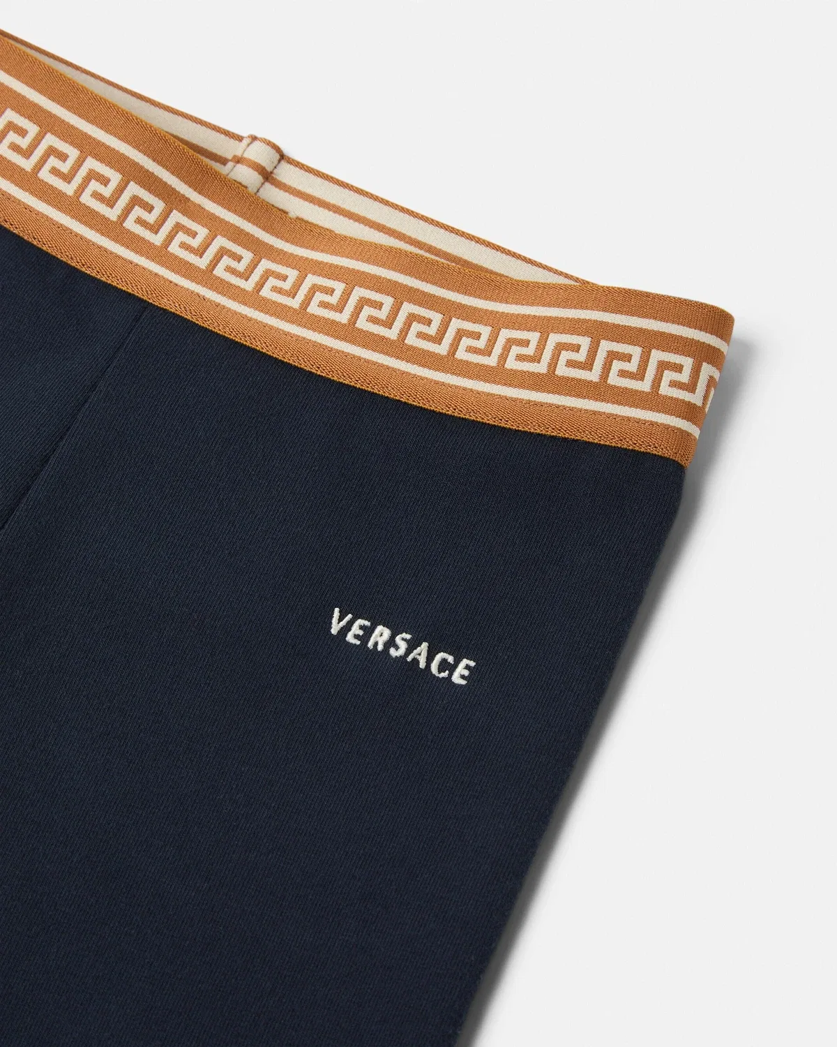 Детские леггинсы из трикотажа стрейч-хлопка с жаккардом VERSACE, синий — фото 4