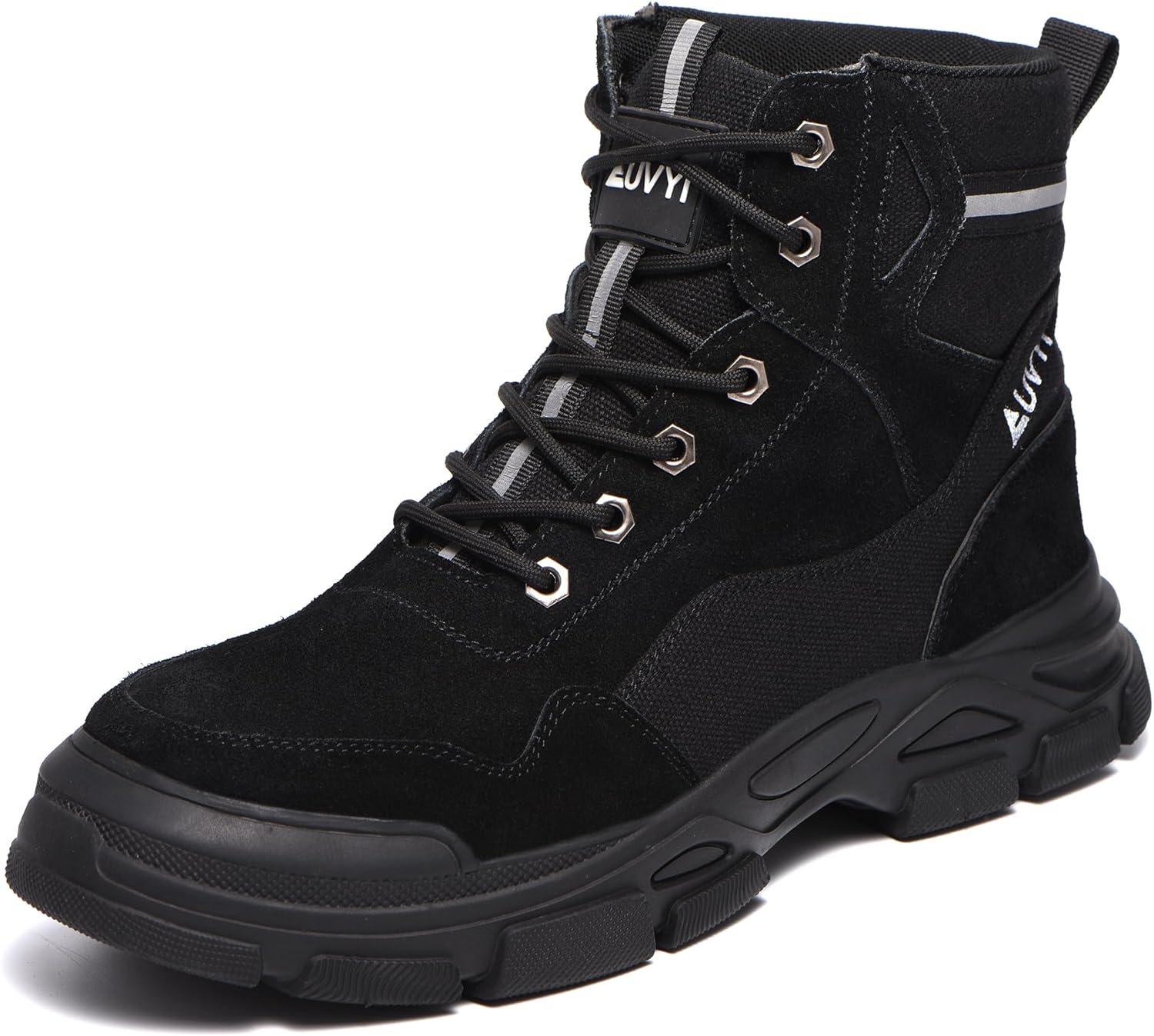 

Ботинки AUVYI с защищенным носком для мужчин - легкие защитные туфли из замши с широкой носочной частью, противоскользящей резиновой подошвой, для сварочных работ на стройке и складе, черный