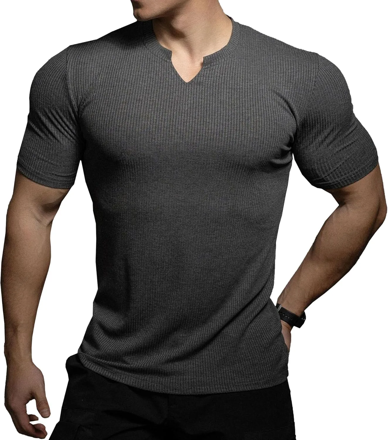 

Мужская футболка с V-вырезом Stretch, короткий рукав, дышащая Maiyifu-GJ