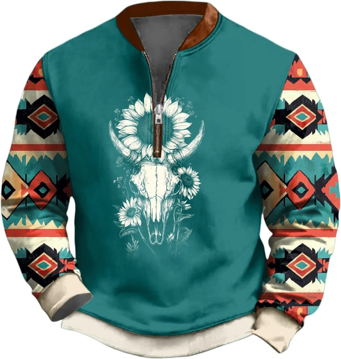 

Ретро свитшот West Cowboy Aztec для мужчин Plus Size с этническим принтом Xolivan