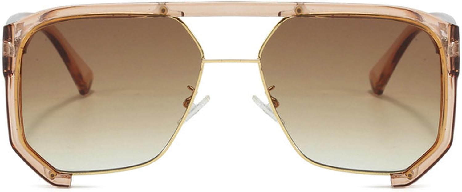 

Крупные квадратные солнцезащитные очки для женщин, модные очки с двойной перемычкой, квадратные солнцезащитные очки для женщин и мужчин, винтажные солнцезащитные очки с градиентным переходом mincl, Brown