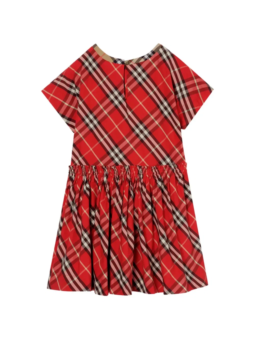 Платье в клетку с бантом Burberry Kids, красный — фото 2