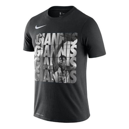 

Футболка dri-fit nba milwaukee bucks alphabet basketball sports quick dry short sleeve black Nike, черный