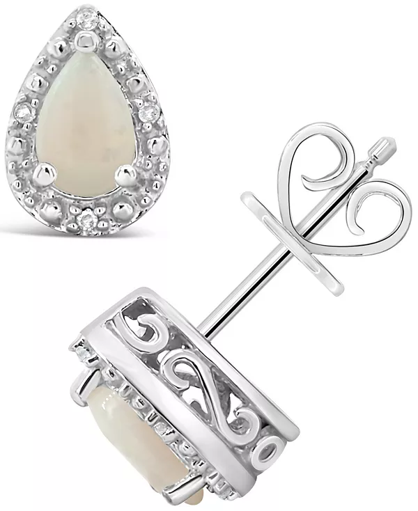 

Серьги-Гвоздики с драгоценными камнями и бриллиантами из стерлингового серебра Macy'S, opal