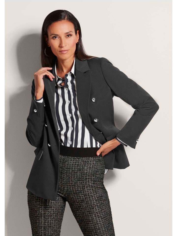 

MADELEINE Блейзер Moderner Zweireiher mit Reverskragen in schwarz