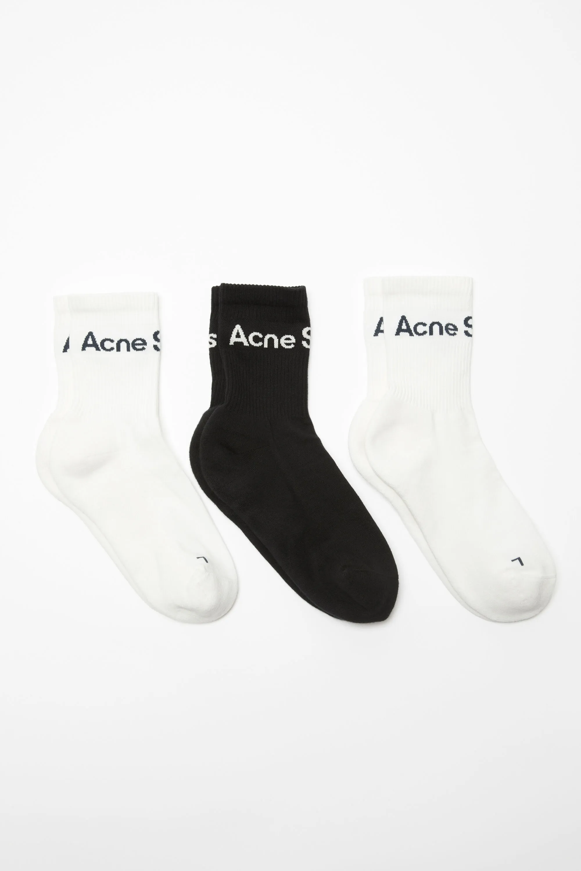 

Хлопковые носки с логотипом - 3 шт Acne Studios, бело-черный