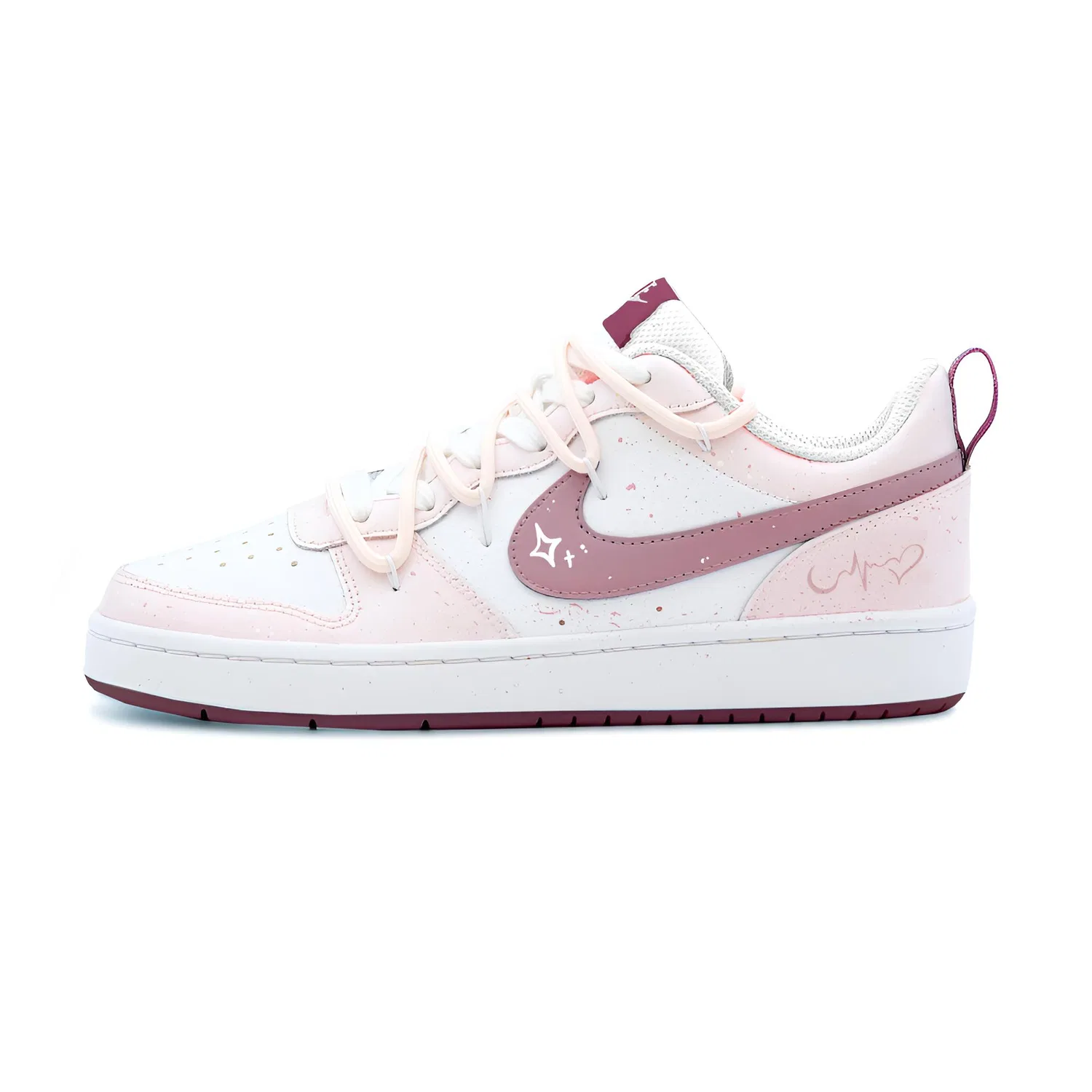 Кроссовки Court Borough 2 Dot Plum Star Leather, износостойкие, дышащие, нескользящие, низкий верх Nike, Pink