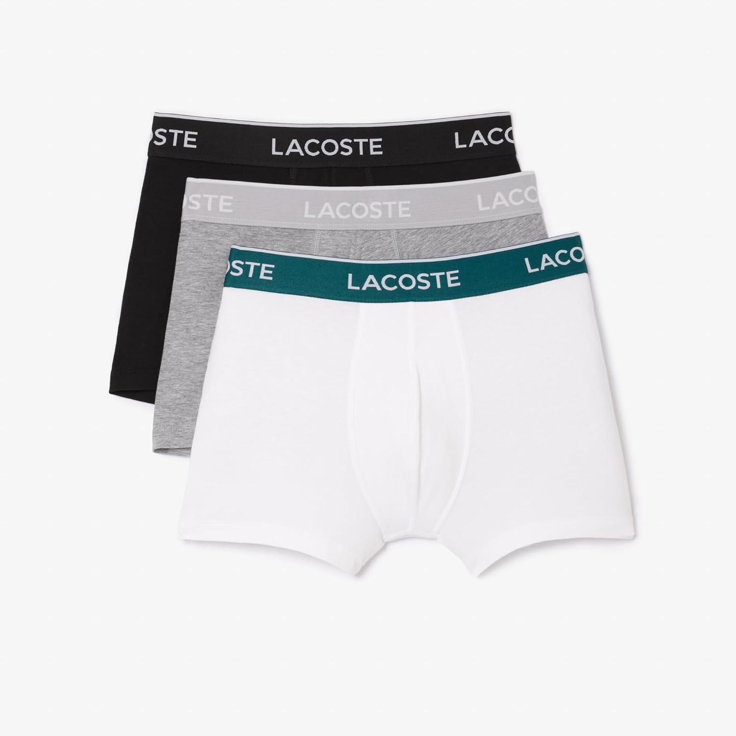 

Lacoste мужские хлопковые трусы с эластичной триколорной резинкой, 3 шт, Black/White/Grey With Multicolor Waistband