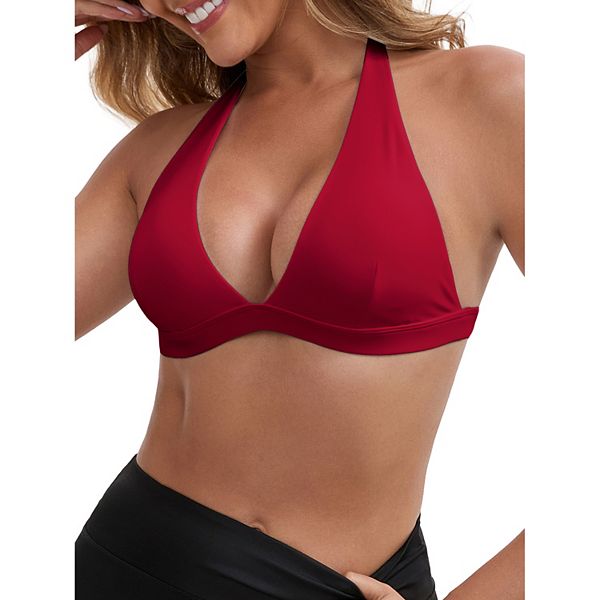 

Женский спортивный топ-бралетт без косточек и бретелей с глубоким вырезом Inspire Chic, Red