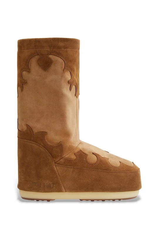 Зимние ботинки женские Moon Boot MB Icon Embroidery замшевые, коричневый