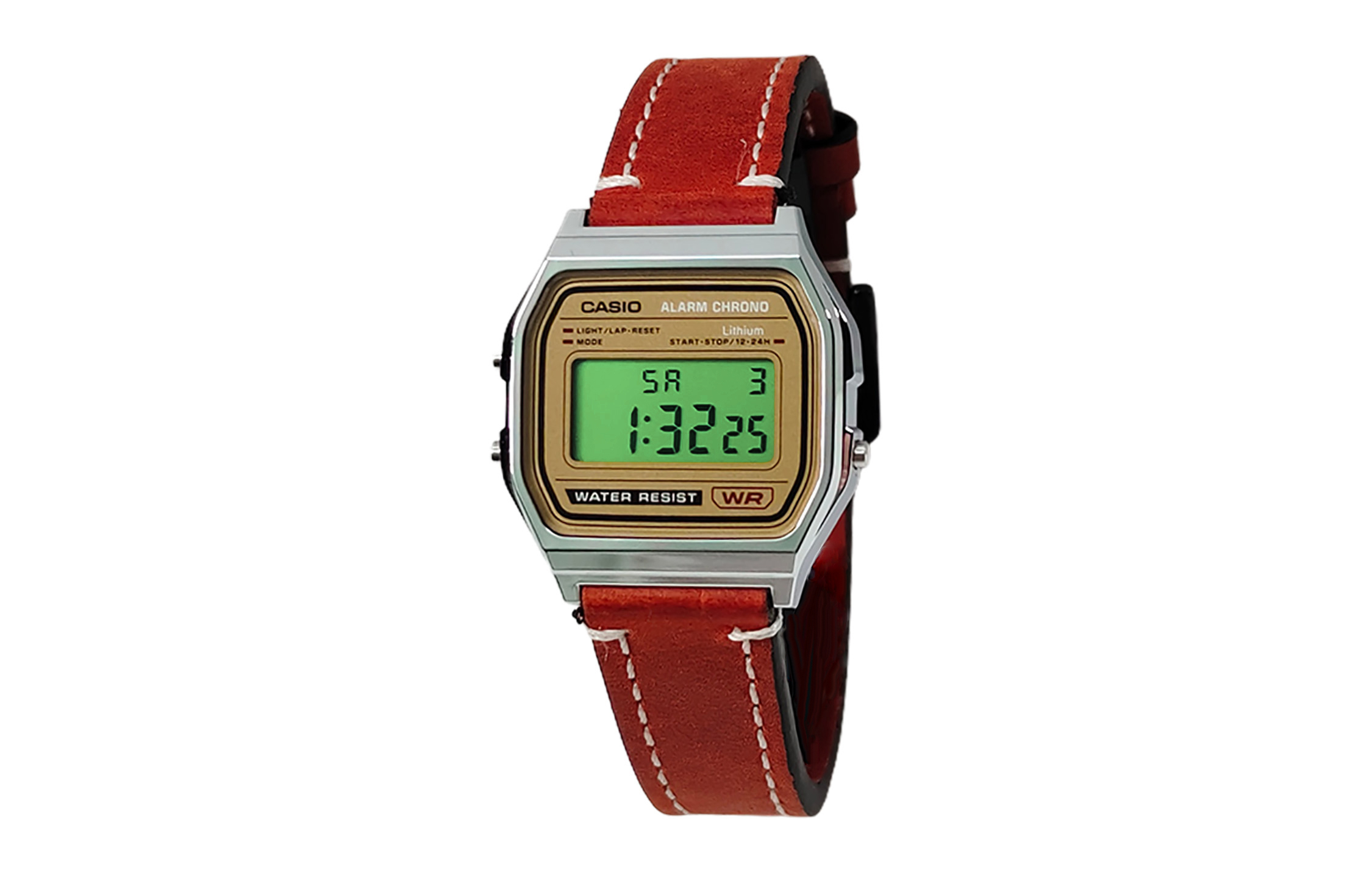 

CASIO Ретрофит серия электронный механизм натуральный кожаный ремешок часы мужские gold циферблат