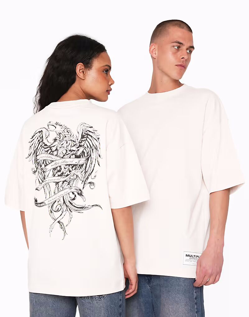 

Футболка оверсайз Multiply Apparel Ashes цвета «кремовый»