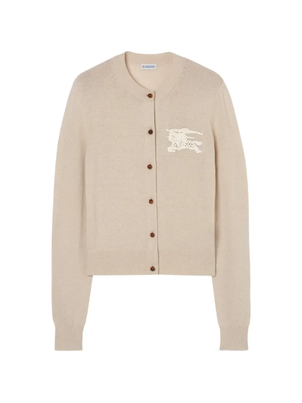 Кардиган из хлопка и шерсти EKD BURBERRY, с узором, бежевый