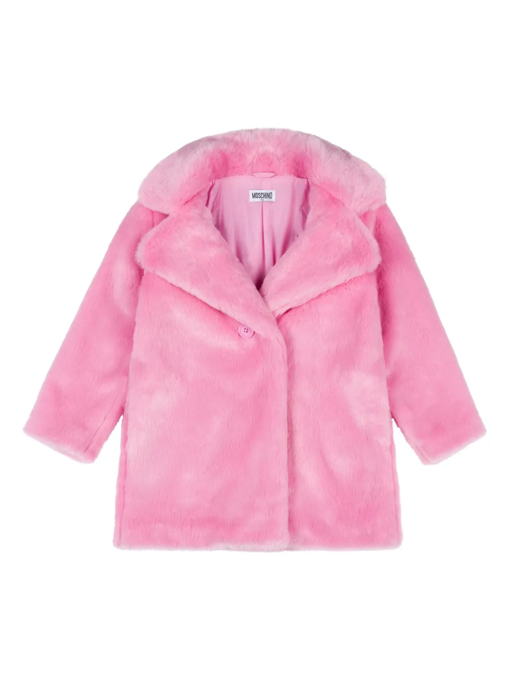

Шуба из искусственного меха с логотипом Moschino Kids, розовый