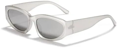 

Модные овальные солнцезащитные очки для женщин 2027 года, маленькие коричневые, сексуальные солнцезащитные очки в винтажном панк-стиле MTZJH, Silver Silver