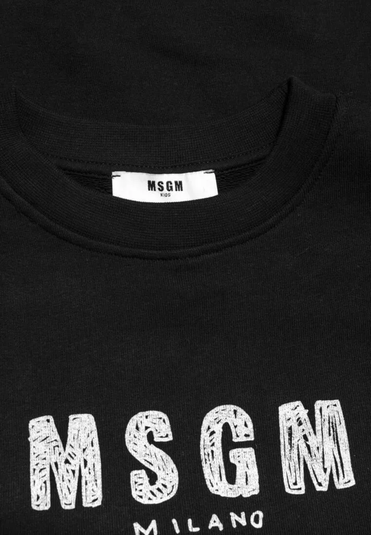Свитшот хлопковый, Kids Msgm, черный — фото 3
