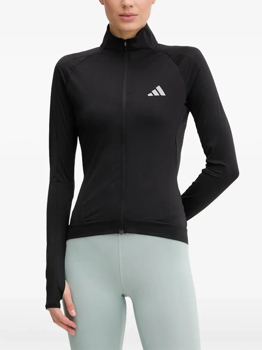 Топ на молнии с логотипом Adidas, черный